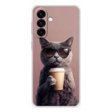 Чехол с принтом стильные животные для Гелекси А36 5G (Кот с кофе)