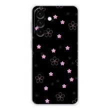 Чехол с розовым рисунком для Samsung Galaxy A36 5G (Розовые цветы на черном)