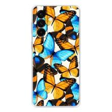 Чехол с принтом для Гелекси А37 - (Прикольные) (AlphaPrint) (Яркие бабочки)