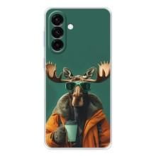 Чехол с принтом стильные животные для Гелекси А37 – Лось с кофе