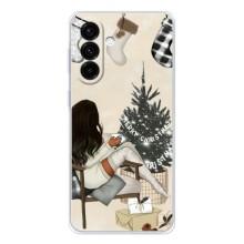 Рождественские, Праздничные Чехлы для Гелекси А37 (Девушка с елкой)