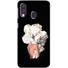 Чехлы (ART) Цветы на Samsung Galaxy A40 2019 (A405F) (VPrint) (Белые цветы)