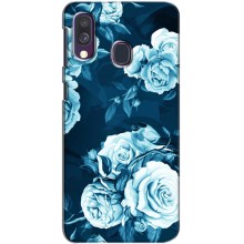 Чехлы (ART) Цветы на Samsung Galaxy A40 2019 (A405F) (VPrint) (Голубые Бутоны)