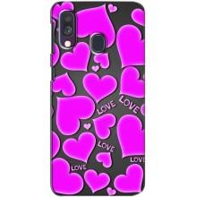 Чехлы для любимой на Самсунг А40 (2019) (VPrint) (Pink hearts)