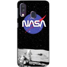 Силіконовый бампер з принтом "Наса" на Samsung Galaxy A40 2019 (A405F) (Nasa на місяці)