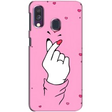 Чехол с принтом для Samsung Galaxy A40 2019 (A405F) (AlphaPrint - Знак сердечка) – Знак Love