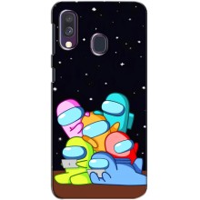 Чехол Амонг Ас для Samsung Galaxy A40 2019 (A405F) (AlphaPrint) (Скины в космосе)