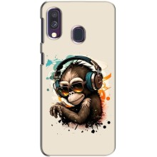 Чохол з Мавпами Samsung Galaxy A40 2019 (A405F) - (AlphaPrint) (Макака в навушниках)