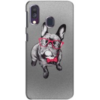 Чехол (ТПУ) Милые собачки для Samsung Galaxy A40 2019 (A405F) (Бульдог в очках)