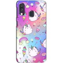 Чехол Unicorn на Samsung Galaxy A40 2019 (A405F) (Радуга и Единорог)