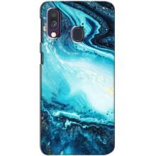 Мраморный чехол на Samsung Galaxy A40 2019 (A405F) (VPrint) – Голубой мрамор
