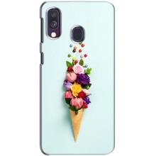 Чехлы с тематикой "ЦВЕТЫ" на Samsung Galaxy A40 2019 (A405F) (Цветок-мороженное)