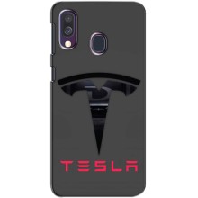 Силиконовый бампер с картинкой машины на Samsung Galaxy A40 2019 (A405F) – Logo TESLA