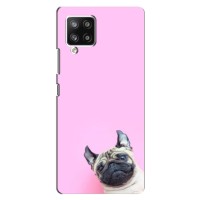 Бампер для Samsung Galaxy A42 с картинкой "Песики" (Собака на розовом)