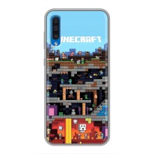 Чехол Майнкрафт на Samsung Galaxy A50 2019 (A505F) (AlphaPrint) Minecraft (фон Minecraft)