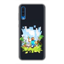 Чехол Майнкрафт на Samsung Galaxy A50 2019 (A505F) (AlphaPrint) Minecraft (персонажи Minecraft)