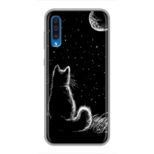 Чехол с принтом для Samsung Galaxy A50 2019 (A505F) (AlphaPrint) Модные коты – Котик и луна