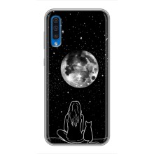 Чехол с рисунком кот на Samsung Galaxy A50 2019 (A505F) (Девушка с котом)