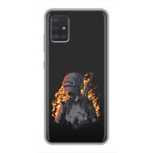 Силиконовый чехол с картинкой "Герой Pubg" на Samsung Galaxy A51 5G (A516) (В огне)