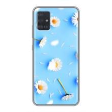 Чохол з Квітами для Samsung Galaxy A51 5G (A516) (ромашки на блакитному)