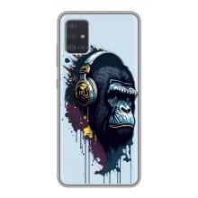 Чехол с Обезьянами Samsung Galaxy A51 5G (A516) - (AlphaPrint) (Горилла в наушниках)