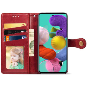 Кожаный чехол-книжка GETMAN Gallant (PU) для Samsung Galaxy A51 – Красный