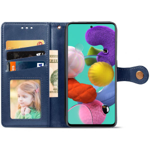Кожаный чехол-книжка GETMAN Gallant (PU) для Samsung Galaxy A51 – Синий