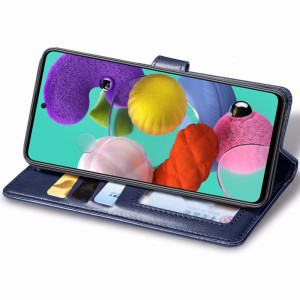 Кожаный чехол-книжка GETMAN Gallant (PU) для Samsung Galaxy A51 – Синий