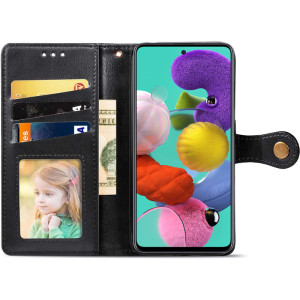 Кожаный чехол-книжка GETMAN Gallant (PU) для Samsung Galaxy A51 – Черный