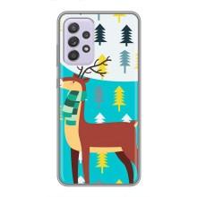 Силиконовый бампер с картинкой животных для Samsung Galaxy A52 5G (A526) (Олень с шарфом)