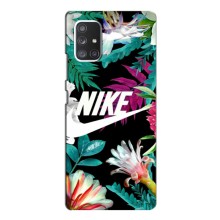 Силиконовый Чехол на Samsung Galaxy A52 5G (A526) с картинкой Nike (Цветочный Nike)