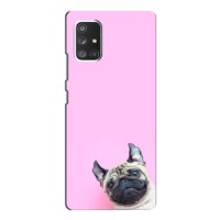 Бампер для Samsung Galaxy A52 с картинкой "Песики" (Собака на розовом)