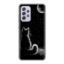 Чехол с принтом для Samsung Galaxy A52 (AlphaPrint) Модные коты (Котик и луна)