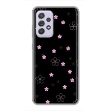 Чехол с розовым рисунком для Samsung Galaxy A52 (Розовые цветы на черном)