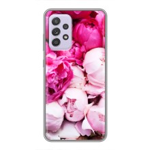 Силиконовый бампер с принтом (цветочки) на Самсунг Галакси А52с (5G) (Пионы)