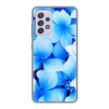 Силиконовый бампер с принтом (цветочки) на Самсунг Галакси А52с (5G) (Синие цветы)