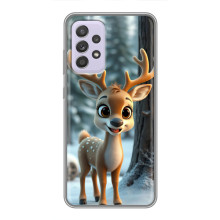 Яркий чехол для Samsung Galaxy A52s 5G (A528) с Зимними Оленятами (Оленёнок в лесу)