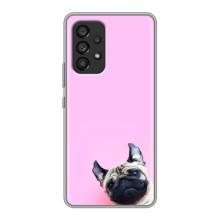Бампер для Samsung Galaxy A53 (5G) с картинкой "Песики" (Собака на розовом)