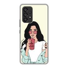 Силиконовый Чехол на Samsung Galaxy A53 (5G) с картинкой Стильных Девушек (С напитком)