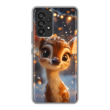 Яркий чехол для Samsung Galaxy A53 (5G) с Зимними Оленятами – Оленёнок среди гирлянд