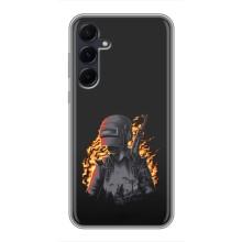 Силиконовый чехол с картинкой "Герой Pubg" на Samsung Galaxy A55 – В огне