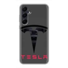 Силіконовий бампер з картинкою машини на Samsung Galaxy A55 – Logo TESLA