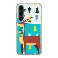 Силиконовый бампер с картинкой животных для Samsung Galaxy A55 (Олень с шарфом)