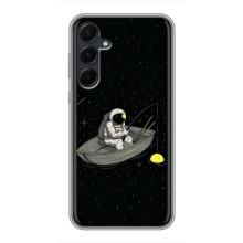 Силиконовый Чехол с принтом "Космонавты" на Samsung Galaxy A55 – Космонавт на рыбалке