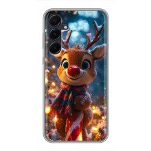Яркий чехол для Samsung Galaxy A55 с Зимними Оленятами – Олень в шарфе