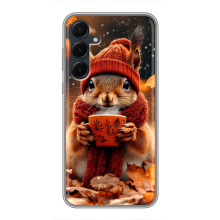 Печатный чехол «Зверята с кофе» для Samsung Galaxy A55 – Белка с кофе