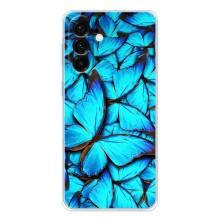 Чохол з принтом для Гелексі А56 5G - (Прикольні) (AlphaPrint) (Сині метелики)