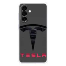 Силіконовий бампер з картинкою машини на Samsung Galaxy A56 5G (Logo TESLA)