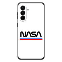 Силіконовый бампер з принтом "Наса" на Samsung Galaxy A57 – NASA на білому тлі