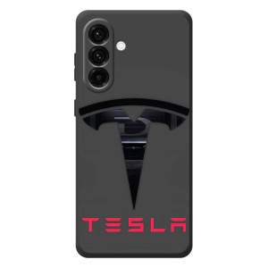Силиконовый бампер с картинкой машины на Samsung Galaxy A57 – Logo TESLA